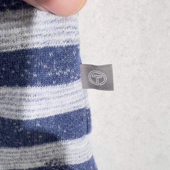 T by Talbots Sweater Womans Extra Small XS Boat Neck Blue Grey "Textured" Stripe - Picture 4 of 13